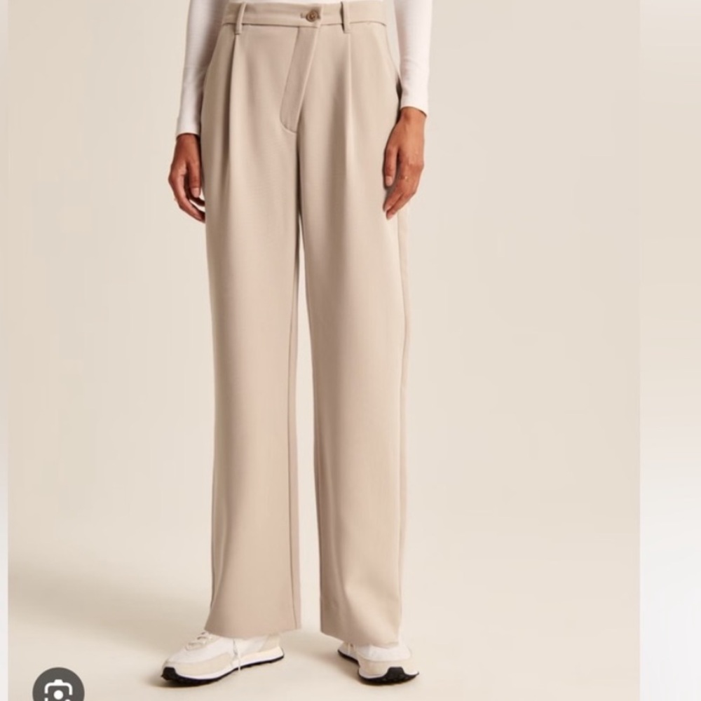Abercrombie & Fitch Tailored Relaxed Straight Leg Pant High Rise Crossover - Picture 4 of 4